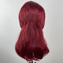 Dark Red 13x4 Wigs for Women Cosplay Shoulder Length Short Curly Wigs Layers Ponytails Medium Cap