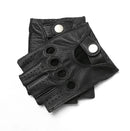 Genuine Leather Men's Gloves Male Cycling Motorcycle Driving Mittens Half Finger Breathable