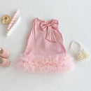 Girl Bow Princess Dress Summer Baby Girl Mesh Skirt Children Dress