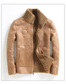 Genuine Leather Jackets Men's Leather Jacket Winter Reversible Shearling Woolen Coat