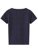 Elegant Women Flower Knit Tees Autumn Causal Ladies Tees Female Button Short Sleeve Chic Tops