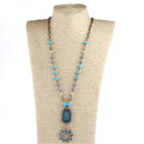 Bohemian Jewelry Stone & Crystal Beaded Chain Pendant Necklaces For Women Festival Gift