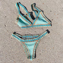 Green Crochet Women Swimsuit Push Up Swimwear Female Low Waist Swim Suits Beachwear