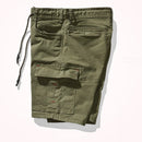 Summer Army green cargo shorts men's multi-pocket outdoor cotton elastic woven