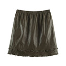 Women's Elegant Slim Fit Midi Skirts Lady Faux Leather Design High Street Skirt