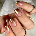 24pcs Pink French Cat Eye Short Square Press on Nails Bright Golden Lines Nail Artificial Nail Set
