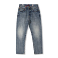 Cotton Denim Blue Regular Straight Leg Mid-Rise Four-Season Commuter Jeans for Men