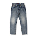 Cotton Denim Blue Regular Straight Leg Mid-Rise Four-Season Commuter Jeans for Men
