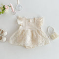 Summer Bodysuit Dress for Baby Girls 0-2Y Cute Embroidered Flowers Infant Onesie Toddler