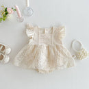 Summer Bodysuit Dress for Baby Girls 0-2Y Cute Embroidered Flowers Infant Onesie Toddler