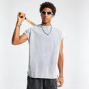 Spring Summer Men Tide Chic Ins Vest Salt-Washed Distressed Tank Top Frayed Edges