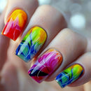 Colorful nail art with a rainbow gradient on a blurred background, Obroi