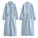 Vintage Washed Straight Women Denim Dress Women