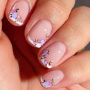 Sping Summer Flower Fake Nails with Green Square False Nails Wearable Acrylic Finished Press on Nails