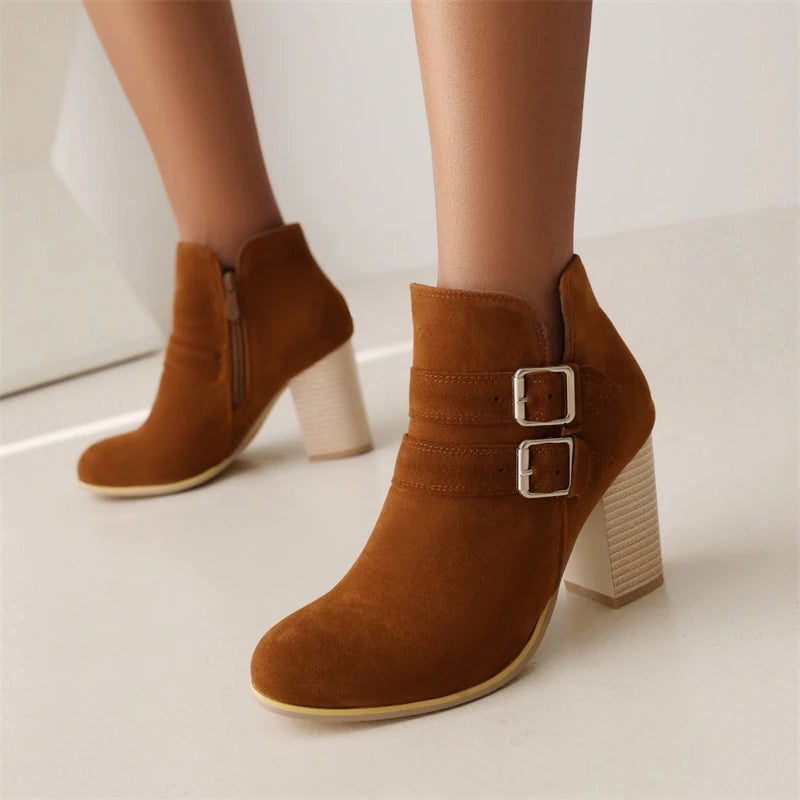 Flock Ankle Boots For Women Elegant Autumn Winter Short Boots