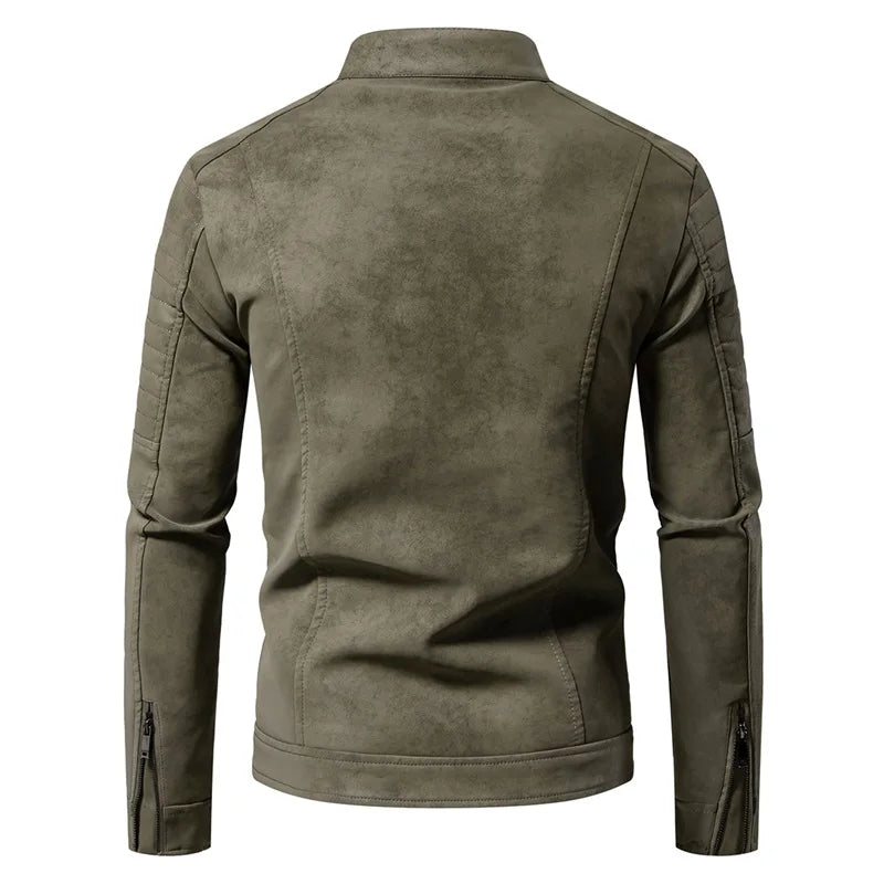 Autumn Winter Breathable Solid Windproof Men Coat Retro Leather Jacket Outdoors