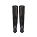 Autumn and Winter Long Boots with Square Toe Thick Heel One Foot Belt Buckle Knee High Boots