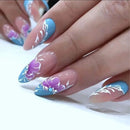 Blue Nails With Flower diamond Wearable Stiletto Fake Nails Full Cover Nail Tips Press On Nails