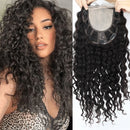 26" Real Human Hair Woman's Topper Silk Base Lace Closure Black Real Virgin Curly Hair
