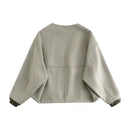 Women's Winter Street Jacket Loose Detachable Hood Reversible Stand Collar Women's Patchwork Pocket Jacket