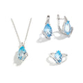 Women's Natural Sky Blue Topaz Jewelry Set 925 Sterling Silver Light Luxury Birthday Party Fine Gift