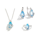 Women's Natural Sky Blue Topaz Jewelry Set 925 Sterling Silver Light Luxury Birthday Party Fine Gift
