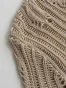 Autumn Winter Mesh Hollow Out Design Knit Pullover Women's Street Casual Sweater Tops