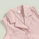 Citgeett Summer Kids Baby Girl Outfit Casual Camisole Elastic Pleated Skirt and Sleeveless Jacket Set Clothes