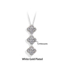 White gold plated necklace with three diamond-like stones on a white background, branded 'Atta Gems'.