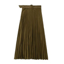 Pleated Skirt Woman With Belt Long Skirts For Women Midi Skirt Autumn Elegant Female Party Skirts