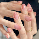 Gradient Pink Nail Patch Almond Glossy Nail Wearable 24pcs Nails