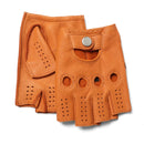 Genuine Leather Men's Gloves Male Cycling Motorcycle Driving Mittens Half Finger Breathable