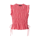 Women Plaid Pleated Bowed Lace Up Pullover Vest Female Chic Lady Tanks Tops