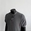 Knitting Sweater Men's Short Sleeve Knit Tee Summer Ribbed Texture Casual Base Shirt