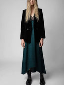 Women's Silk Lace Stitching Sling Midi Dress Ladies Retro Camis Long Robe