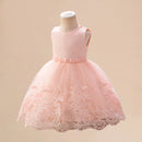 Flower Girl Wedding Party Dress Toddler Girls Birthday Princess Dresses Kids Pink Embroidery Gown Baby Pleated