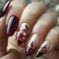 Almond Press On Nails Flower Women Girls Charm Manicure Full Cover Nails Patches