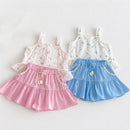 6M-5T Summer Girls Clothing Set Floral Camisole And Ruffle Shorts 2 Pcs Suit Kids Outfit