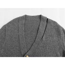 Autumn Women Single Button Cut Out Knit Wool Blend Cardigan Coat