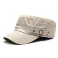 Washed Cotton Army Cap – Adjustable Flat Top Visor Hat