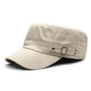 Washed Cotton Army Cap – Adjustable Flat Top Visor Hat