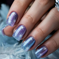 Medium nails for women girls gradient blue starry star design Square tips press on nail art set