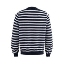 Knitted Striped Sweater Mens Autumn Winter Casual Henley Collar Loose Long Sleeve Pullover Man