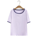 Basic T-Shirt Women Summer Contrast Big O-Neck Tees Short Sleeve Tops Oversized Curve Clothes