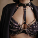 Women Body Chest Harness Bodycon Lingerie Chain Vest Leather Lingerie Bondage Lingerie Gothic Fetish Clothing