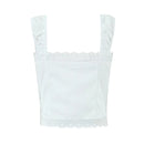 Women Lace Patchwork White Tank Top Front Bandage Summer Crop Top Cotton