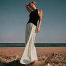 Spliced Pleated Elegant Slimming Dress For Women Arrival Autumn Floor