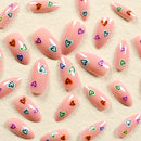 24 Pieces Almond Armor Valentine's Day Multicolor Love Heart Pattern Nail suit