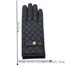 Winter men's gloves wrist leather gloves wool lining machine sewing warm driving riding black