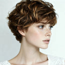 Hightlight Short Straight Wig Pixie Cut Wig Remy Human Hair Wigs With Bangs For Daily Wear